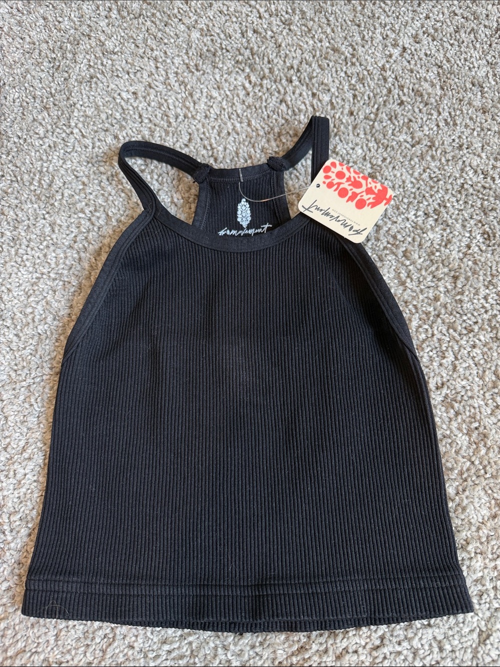 FP Movement by Free People Black Ribbed Halter Tank